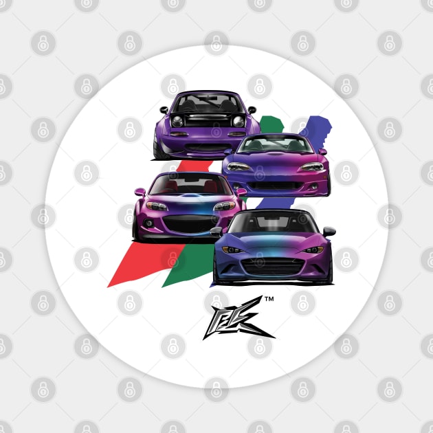 mazda miata mx5 generations violet Magnet by naquash